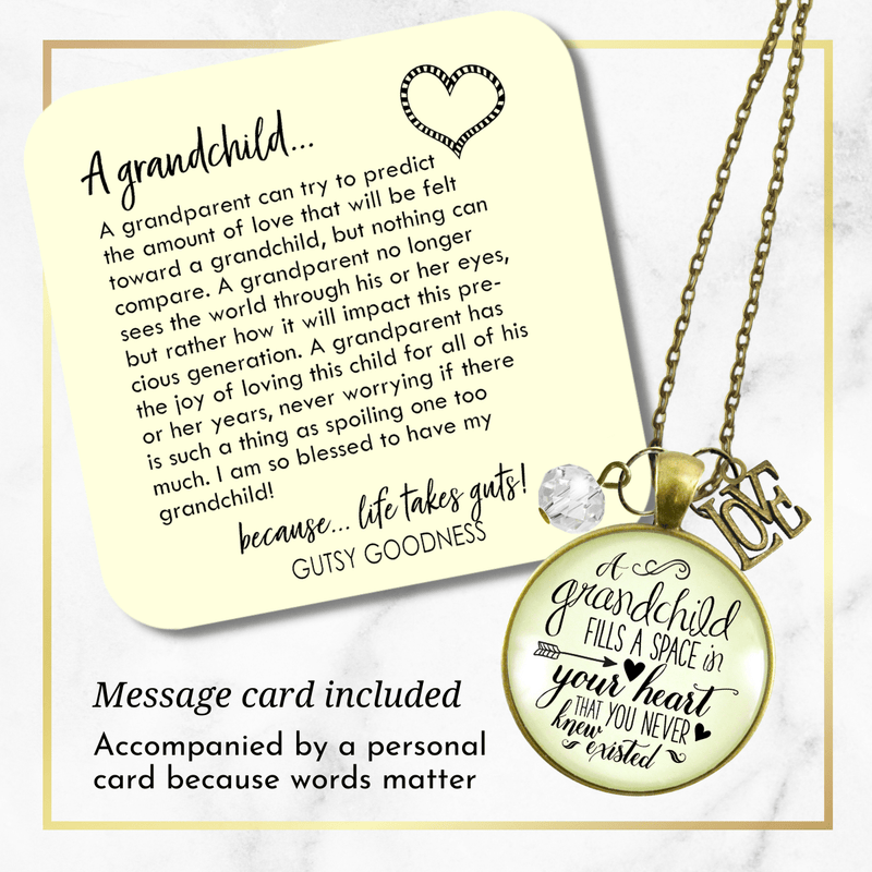 Gutsy Goodness Grandmother Necklace Grandchild Fills Heart Grandma Jewelry Gift - Gutsy Goodness;Grandmother Necklace Grandchild Fills Heart Grandma Jewelry Gift - Gutsy Goodness Handmade Jewelry Gifts