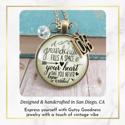 Gutsy Goodness Grandmother Necklace Grandchild Fills Heart Grandma Jewelry Gift - Gutsy Goodness;Grandmother Necklace Grandchild Fills Heart Grandma Jewelry Gift - Gutsy Goodness Handmade Jewelry Gifts