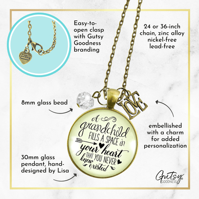 Gutsy Goodness Grandmother Necklace Grandchild Fills Heart Grandma Jewelry Gift - Gutsy Goodness;Grandmother Necklace Grandchild Fills Heart Grandma Jewelry Gift - Gutsy Goodness Handmade Jewelry Gifts