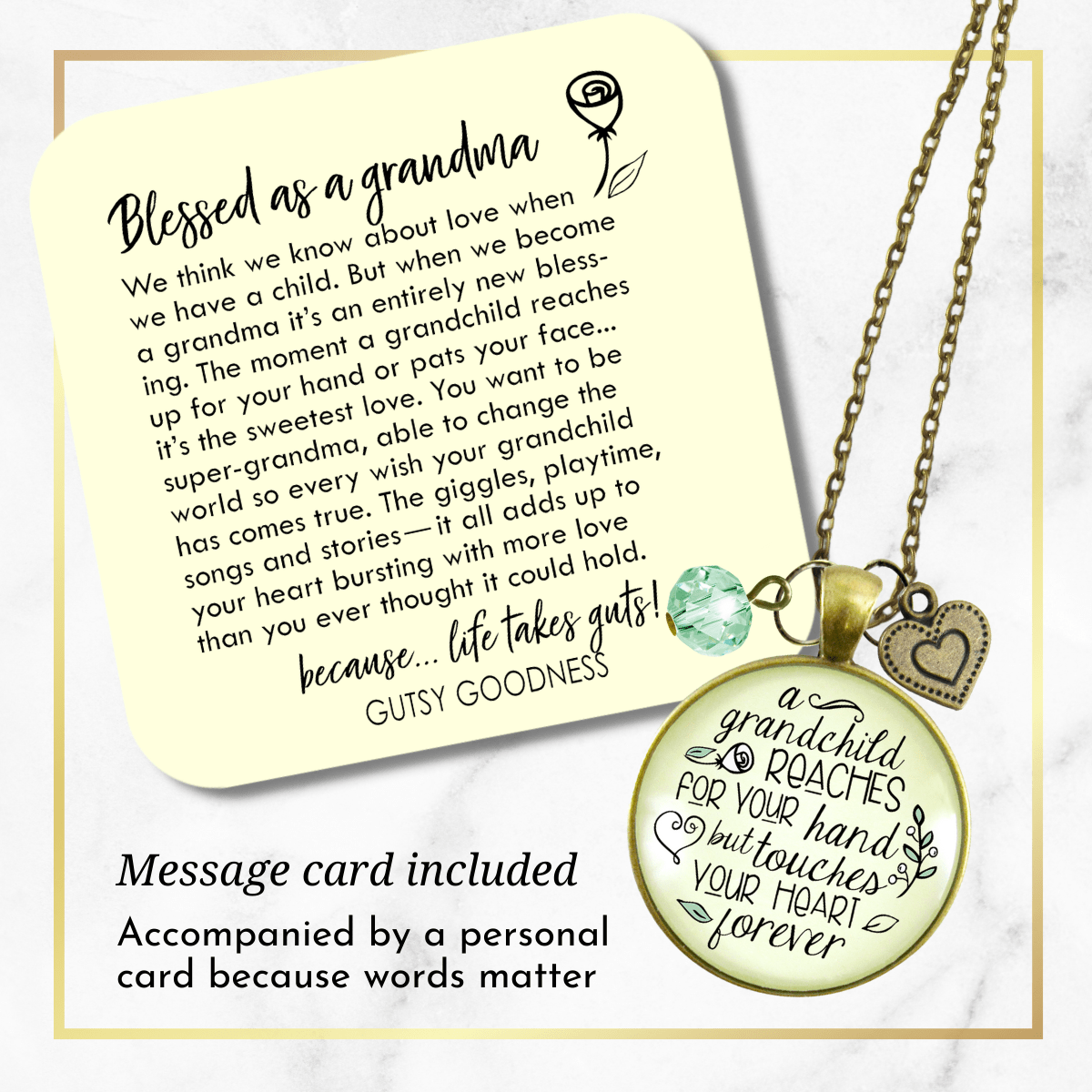 Gutsy Goodness Grandma Necklace A Grandchild Reaches for Grandmas Hand Love Jewelry - Gutsy Goodness;Grandma Necklace A Grandchild Reaches For Grandmas Hand Love Jewelry - Gutsy Goodness Handmade Jewelry Gifts