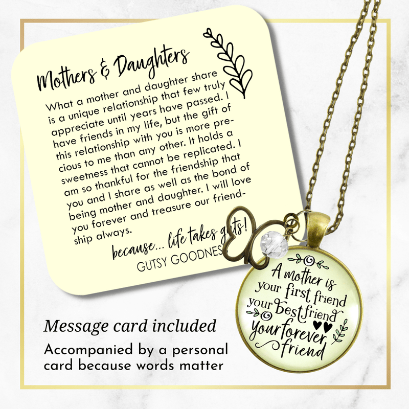 Gutsy Goodness Mother is First Friend Necklace BFF Word Quote Vintage Jewelry Gift - Gutsy Goodness Handmade Jewelry;Mother Is First Friend Necklace Bff Word Quote Vintage Jewelry Gift - Gutsy Goodness Handmade Jewelry Gifts
