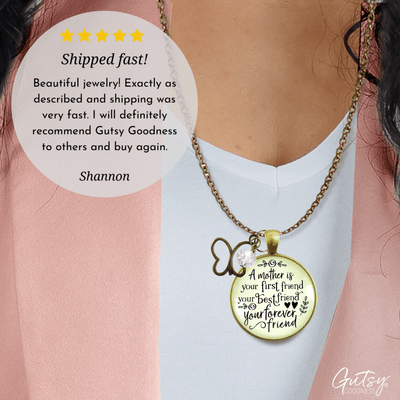 Gutsy Goodness Mother is First Friend Necklace BFF Word Quote Vintage Jewelry Gift - Gutsy Goodness Handmade Jewelry;Mother Is First Friend Necklace Bff Word Quote Vintage Jewelry Gift - Gutsy Goodness Handmade Jewelry Gifts
