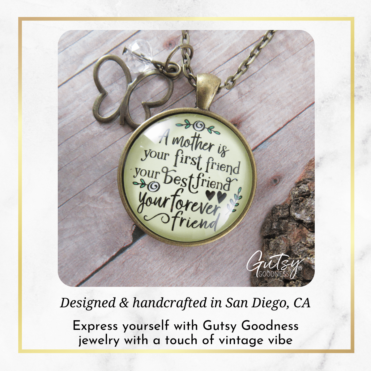 Gutsy Goodness Mother is First Friend Necklace BFF Word Quote Vintage Jewelry Gift - Gutsy Goodness Handmade Jewelry;Mother Is First Friend Necklace Bff Word Quote Vintage Jewelry Gift - Gutsy Goodness Handmade Jewelry Gifts