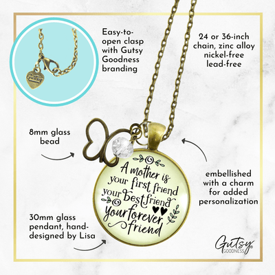 Gutsy Goodness Mother is First Friend Necklace BFF Word Quote Vintage Jewelry Gift - Gutsy Goodness Handmade Jewelry;Mother Is First Friend Necklace Bff Word Quote Vintage Jewelry Gift - Gutsy Goodness Handmade Jewelry Gifts