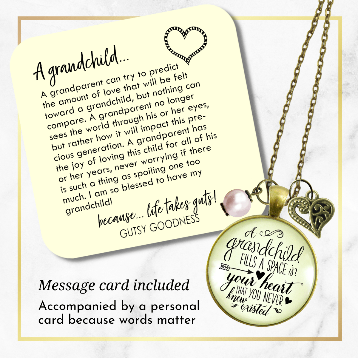 Gutsy Goodness Grandma Necklace Grandchild Fills Space Handmade Pendant Gift From Grandchildren - Gutsy Goodness;Grandma Necklace Grandchild Fills Space Handmade Pendant Gift From Grandchildren - Gutsy Goodness Handmade Jewelry Gifts