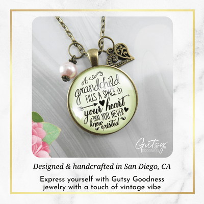 Gutsy Goodness Grandma Necklace Grandchild Fills Space Handmade Pendant Gift From Grandchildren - Gutsy Goodness;Grandma Necklace Grandchild Fills Space Handmade Pendant Gift From Grandchildren - Gutsy Goodness Handmade Jewelry Gifts