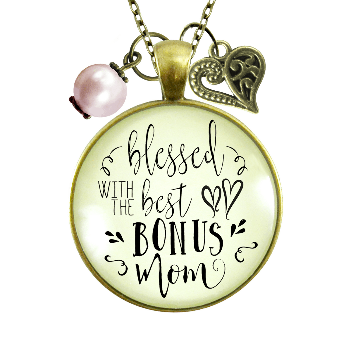 Gutsy Goodness Blessed with Best Bonus Mom Necklace Thank You Mother Womens Jewelry Gift - Gutsy Goodness;Blessed With Best Bonus Mom Necklace Thank You Mother Womens Jewelry Gift - Gutsy Goodness Handmade Jewelry Gifts