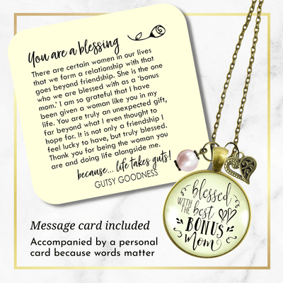 Gutsy Goodness Blessed with Best Bonus Mom Necklace Thank You Mother Womens Jewelry Gift - Gutsy Goodness;Blessed With Best Bonus Mom Necklace Thank You Mother Womens Jewelry Gift - Gutsy Goodness Handmade Jewelry Gifts