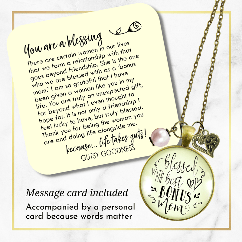 Gutsy Goodness Blessed with Best Bonus Mom Necklace Thank You Mother Womens Jewelry Gift - Gutsy Goodness;Blessed With Best Bonus Mom Necklace Thank You Mother Womens Jewelry Gift - Gutsy Goodness Handmade Jewelry Gifts