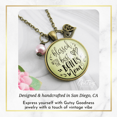 Gutsy Goodness Blessed with Best Bonus Mom Necklace Thank You Mother Womens Jewelry Gift - Gutsy Goodness;Blessed With Best Bonus Mom Necklace Thank You Mother Womens Jewelry Gift - Gutsy Goodness Handmade Jewelry Gifts