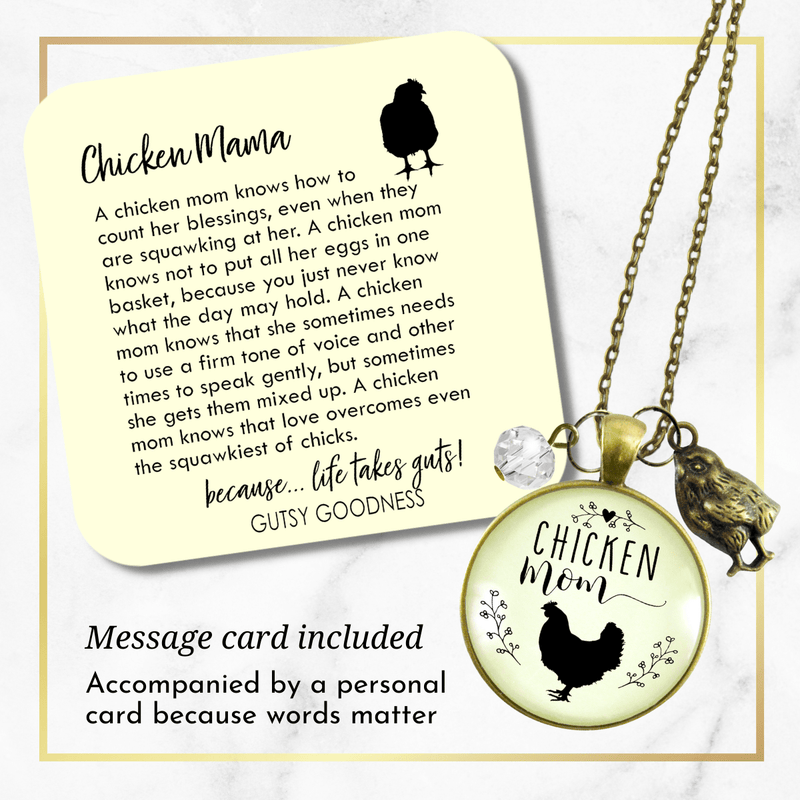 Gutsy Goodness Chicken Mom Necklace Farm Life Words Baby Chick Charm Gift Jewelry - Gutsy Goodness Handmade Jewelry;Chicken Mom Necklace Farm Life Words Baby Chick Charm Gift Jewelry - Gutsy Goodness Handmade Jewelry Gifts