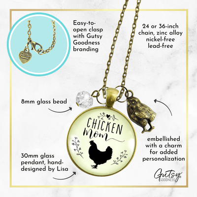 Gutsy Goodness Chicken Mom Necklace Farm Life Words Baby Chick Charm Gift Jewelry - Gutsy Goodness Handmade Jewelry;Chicken Mom Necklace Farm Life Words Baby Chick Charm Gift Jewelry - Gutsy Goodness Handmade Jewelry Gifts