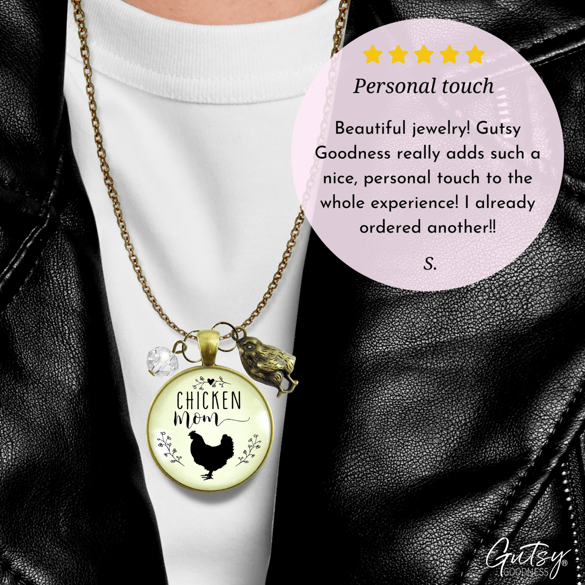Gutsy Goodness Chicken Mom Necklace Farm Life Words Baby Chick Charm Gift Jewelry - Gutsy Goodness Handmade Jewelry;Chicken Mom Necklace Farm Life Words Baby Chick Charm Gift Jewelry - Gutsy Goodness Handmade Jewelry Gifts