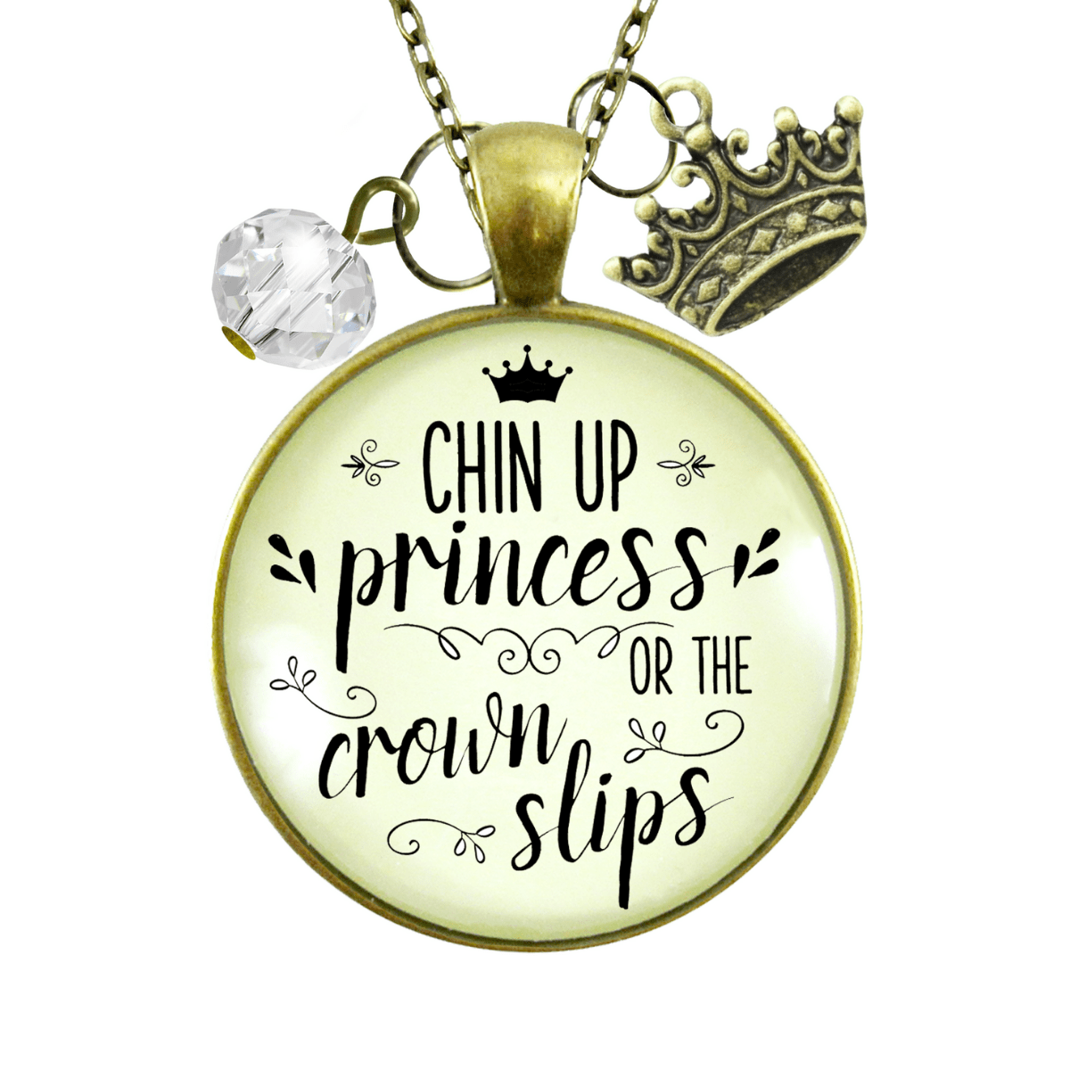 Chin Up Princess Necklace Quote Jewelry Crown Slips Inspired Life Warrior Gift - Gutsy Goodness Handmade Jewelry;Chin Up Princess Necklace Quote Jewelry Crown Slips Inspired Life Warrior Gift - Gutsy Goodness Handmade Jewelry Gifts