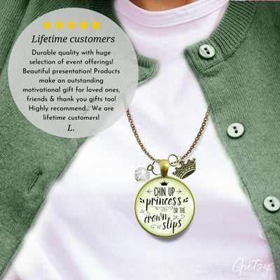 Chin Up Princess Necklace Quote Jewelry Crown Slips Inspired Life Warrior Gift - Gutsy Goodness Handmade Jewelry;Chin Up Princess Necklace Quote Jewelry Crown Slips Inspired Life Warrior Gift - Gutsy Goodness Handmade Jewelry Gifts
