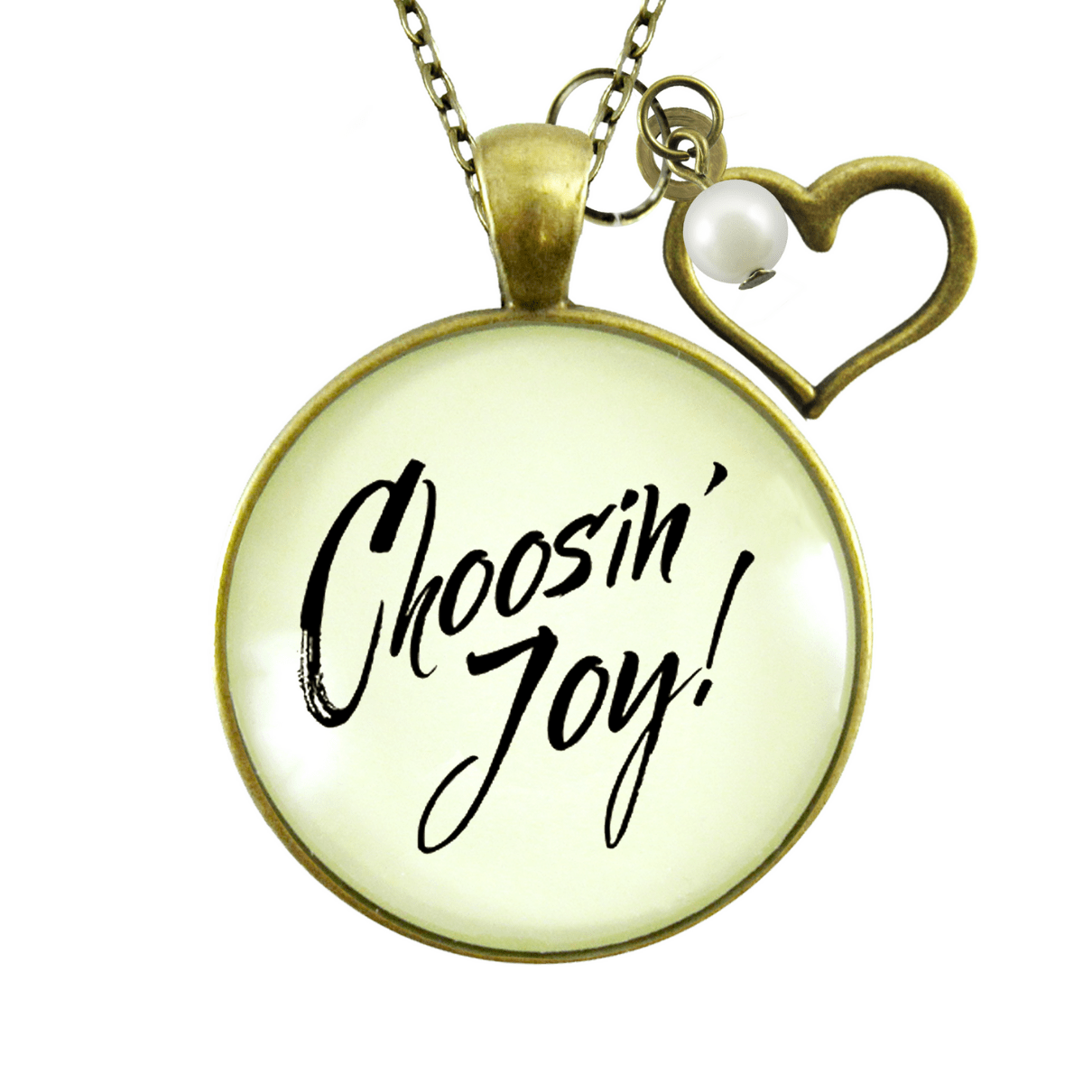 Choosing Joy Necklace Positive Life Mantra Jewelry Heart Charm - Gutsy Goodness;Choosing Joy Necklace Positive Life Mantra Jewelry Heart Charm - Gutsy Goodness Handmade Jewelry Gifts