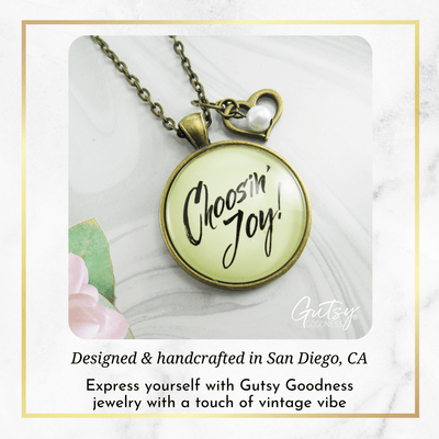 Choosing Joy Necklace Positive Life Mantra Jewelry Heart Charm - Gutsy Goodness;Choosing Joy Necklace Positive Life Mantra Jewelry Heart Charm - Gutsy Goodness Handmade Jewelry Gifts