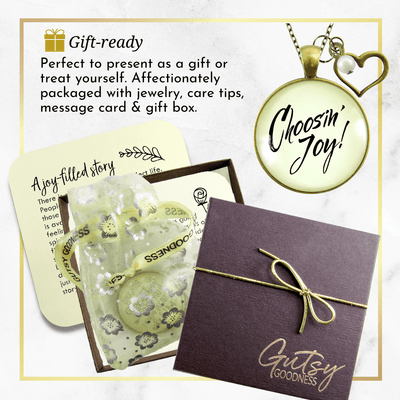 Choosing Joy Necklace Positive Life Mantra Jewelry Heart Charm - Gutsy Goodness;Choosing Joy Necklace Positive Life Mantra Jewelry Heart Charm - Gutsy Goodness Handmade Jewelry Gifts