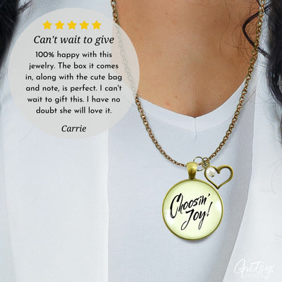 Choosing Joy Necklace Positive Life Mantra Jewelry Heart Charm - Gutsy Goodness;Choosing Joy Necklace Positive Life Mantra Jewelry Heart Charm - Gutsy Goodness Handmade Jewelry Gifts