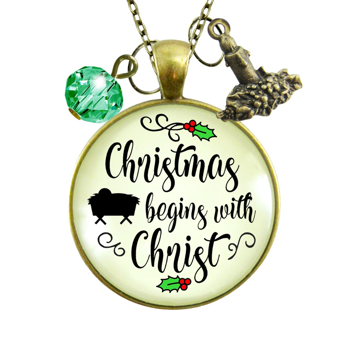 Christmas Necklace Begins With Christ Faith Holiday Jewelry  Necklace - Gutsy Goodness Handmade Jewelry