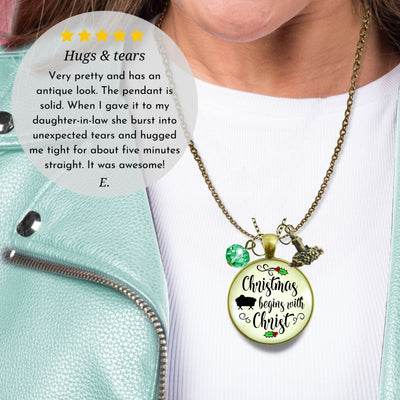 Christmas Necklace Begins With Christ Faith Holiday Jewelry  Necklace - Gutsy Goodness Handmade Jewelry