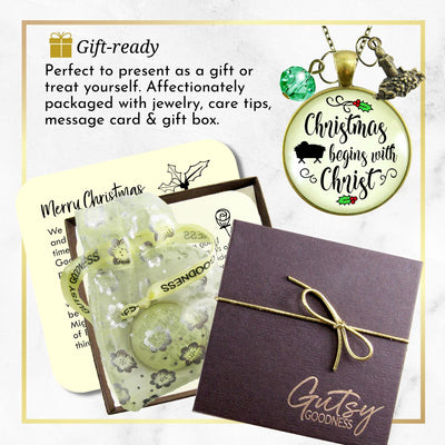 Christmas Necklace Begins With Christ Faith Holiday Jewelry  Necklace - Gutsy Goodness Handmade Jewelry