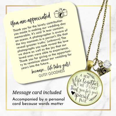 Gutsy Goodness Wedding Photographer Gift Necklace A New Life Camera Charm Thank You - Gutsy Goodness Handmade Jewelry;Wedding Photographer Gift Necklace A New Life Camera Charm Thank You - Gutsy Goodness Handmade Jewelry Gifts