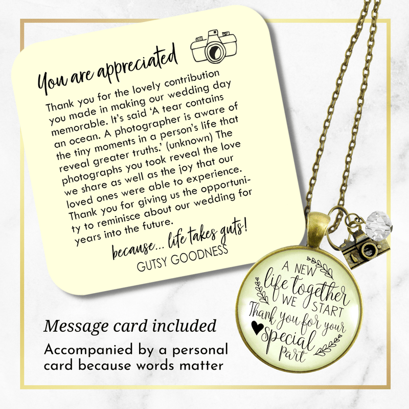 Gutsy Goodness Wedding Photographer Gift Necklace A New Life Camera Charm Thank You - Gutsy Goodness Handmade Jewelry;Wedding Photographer Gift Necklace A New Life Camera Charm Thank You - Gutsy Goodness Handmade Jewelry Gifts