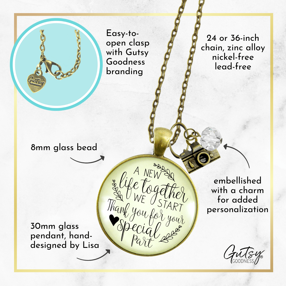 Gutsy Goodness Wedding Photographer Gift Necklace A New Life Camera Charm Thank You - Gutsy Goodness Handmade Jewelry;Wedding Photographer Gift Necklace A New Life Camera Charm Thank You - Gutsy Goodness Handmade Jewelry Gifts