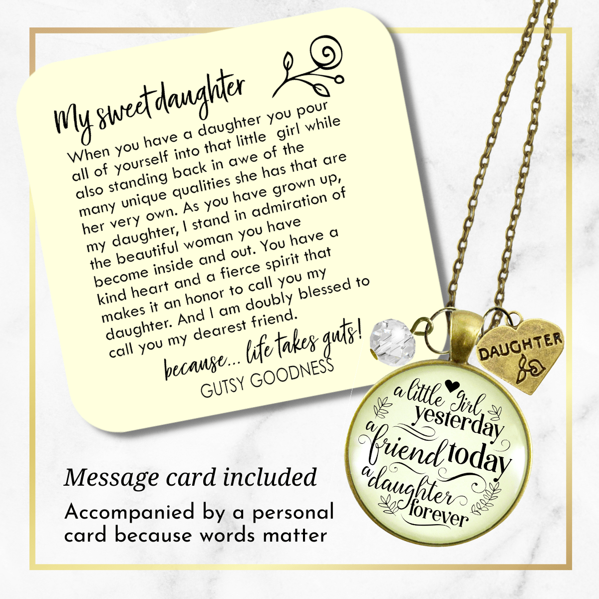 Gutsy Goodness Little Yesterday to Daughter Necklace Inpirational Gift from Mom - Gutsy Goodness Handmade Jewelry;Little Yesterday To Daughter Necklace Inpirational Gift From Mom - Gutsy Goodness Handmade Jewelry Gifts