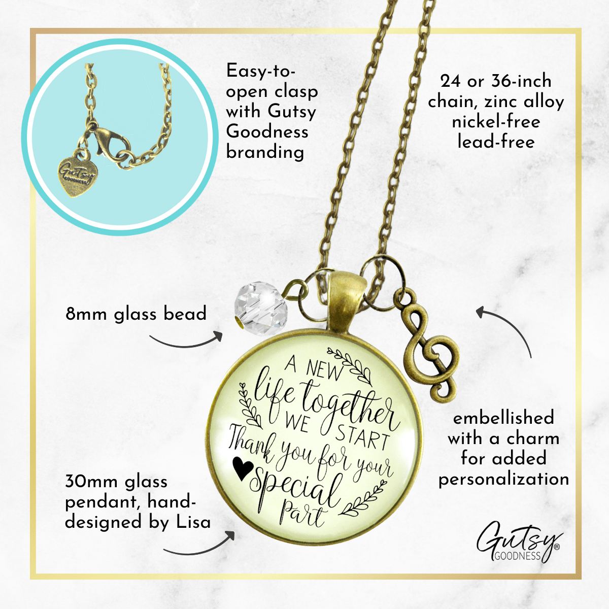 Gutsy Goodness Wedding Singer Gift Necklace New Life Musician Soloist G Clef Charm - Gutsy Goodness Handmade Jewelry;Wedding Singer Gift Necklace New Life Musician Soloist G Clef Charm - Gutsy Goodness Handmade Jewelry Gifts