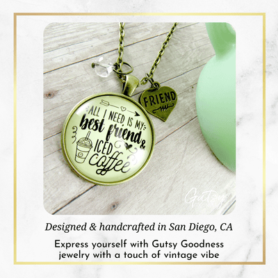 Gutsy Goodness My Best Friend Iced Coffee Friendship Necklace Caffeine Inspired - Gutsy Goodness Handmade Jewelry;My Best Friend Iced Coffee Friendship Necklace Caffeine Inspired - Gutsy Goodness Handmade Jewelry Gifts