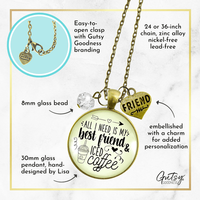 Gutsy Goodness My Best Friend Iced Coffee Friendship Necklace Caffeine Inspired - Gutsy Goodness Handmade Jewelry;My Best Friend Iced Coffee Friendship Necklace Caffeine Inspired - Gutsy Goodness Handmade Jewelry Gifts