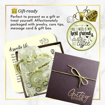 Gutsy Goodness My Best Friend Iced Coffee Friendship Necklace Caffeine Inspired - Gutsy Goodness Handmade Jewelry;My Best Friend Iced Coffee Friendship Necklace Caffeine Inspired - Gutsy Goodness Handmade Jewelry Gifts