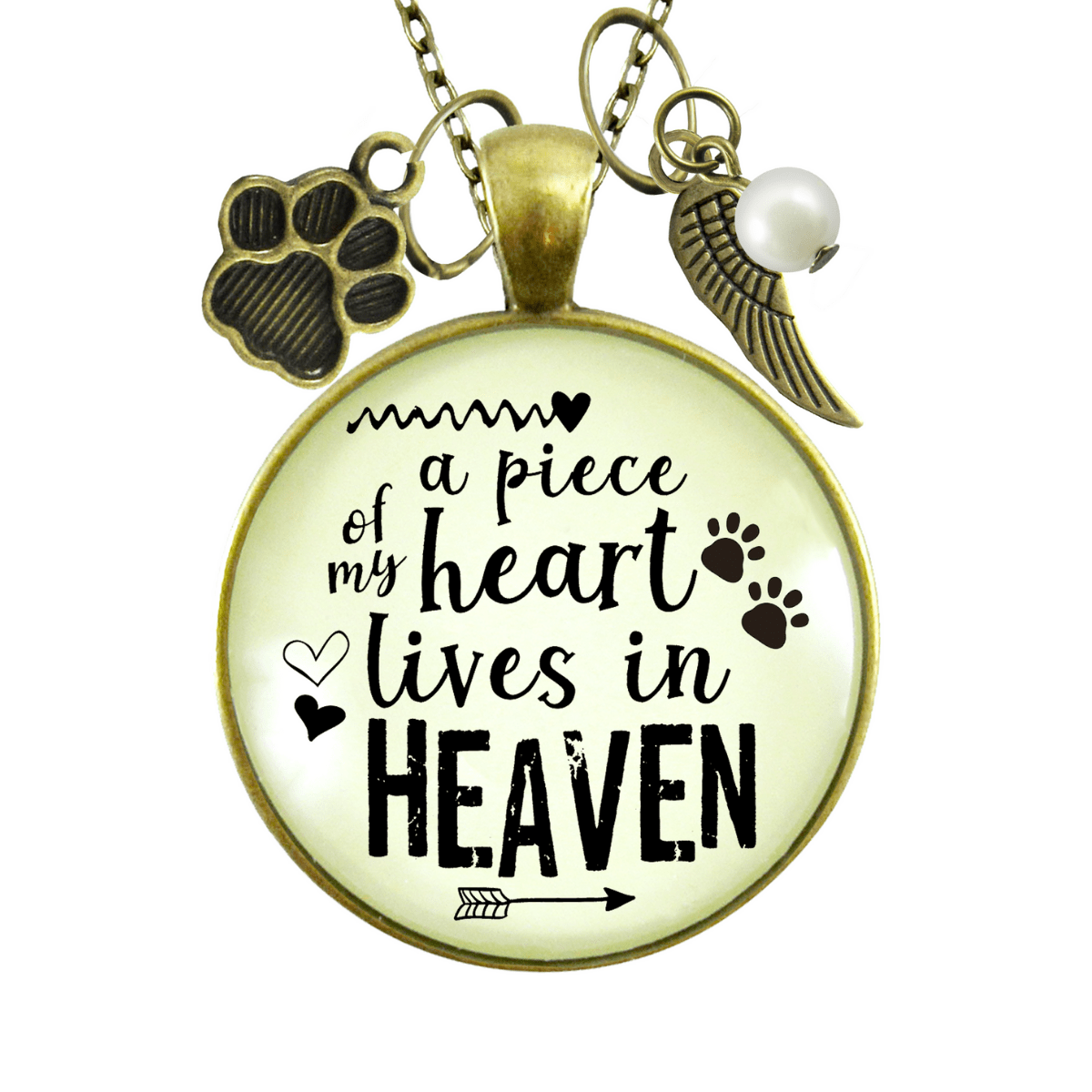 Gutsy Goodness Pet Memorial Necklace Piece of Heart Angel Wing Paw Charm Jewelry - Gutsy Goodness Handmade Jewelry;Pet Memorial Necklace Piece Of Heart Angel Wing Paw Charm Jewelry - Gutsy Goodness Handmade Jewelry Gifts