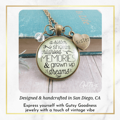 Gutsy Goodness Sisters Necklace Sister Shares Childhood Memories Meaningful Jewelry - Gutsy Goodness Handmade Jewelry;Sisters Necklace Sister Shares Childhood Memories Meaningful Jewelry - Gutsy Goodness Handmade Jewelry Gifts