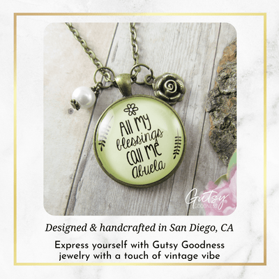 Gutsy Goodness Abuela Necklace All My Blessings Spanish Grandma Womens Family Gift Jewelry - Gutsy Goodness Handmade Jewelry;Abuela Necklace All My Blessings Spanish Grandma Womens Family Gift Jewelry - Gutsy Goodness Handmade Jewelry Gifts
