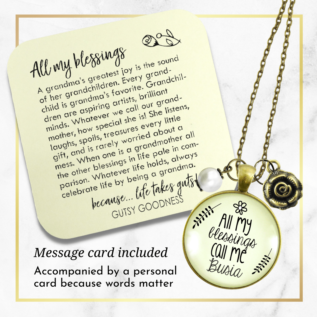 Gutsy Goodness Busia Necklace All My Blessings Polish Grandma Gift Jewelry - Gutsy Goodness Handmade Jewelry;Busia Necklace All My Blessings Polish Grandma Gift Jewelry - Gutsy Goodness Handmade Jewelry Gifts