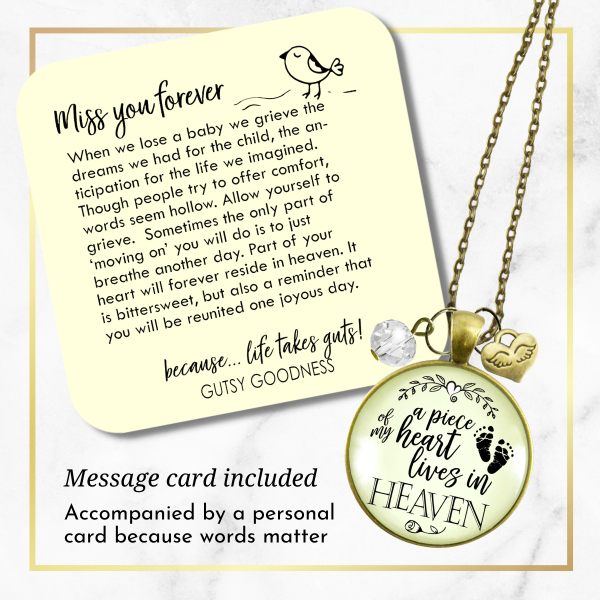 Gutsy Goodness Miscarriage Baby Loss Necklace Piece of Heart Heaven Memory Angel Wing Jewelry - Gutsy Goodness Handmade Jewelry;Miscarriage Baby Loss Necklace Piece Of Heart Heaven Memory Angel Wing Jewelry - Gutsy Goodness Handmade Jewelry Gifts