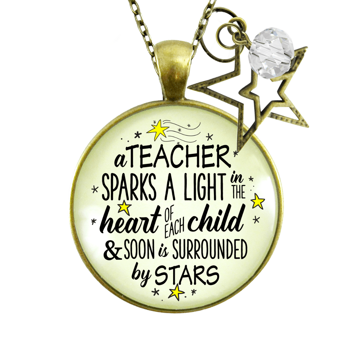 Gutsy Goodness Teacher Necklace Sparks A Light Inspirational Jewelry Thank You Gift - Gutsy Goodness Handmade Jewelry;A Teacher Sparks A Light - Gutsy Goodness Handmade Jewelry Gifts