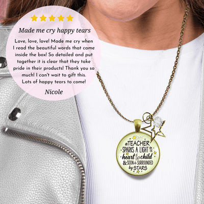 Gutsy Goodness Teacher Necklace Sparks A Light Inspirational Jewelry Thank You Gift - Gutsy Goodness Handmade Jewelry;A Teacher Sparks A Light - Gutsy Goodness Handmade Jewelry Gifts