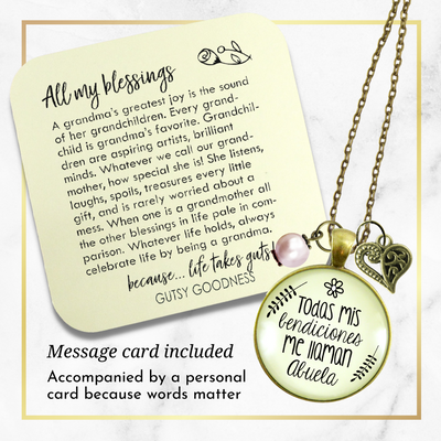 Abuela Necklace All My Blessings Spanish Grandma Womens Family Gift Jewelry  Necklace - Gutsy Goodness Handmade Jewelry