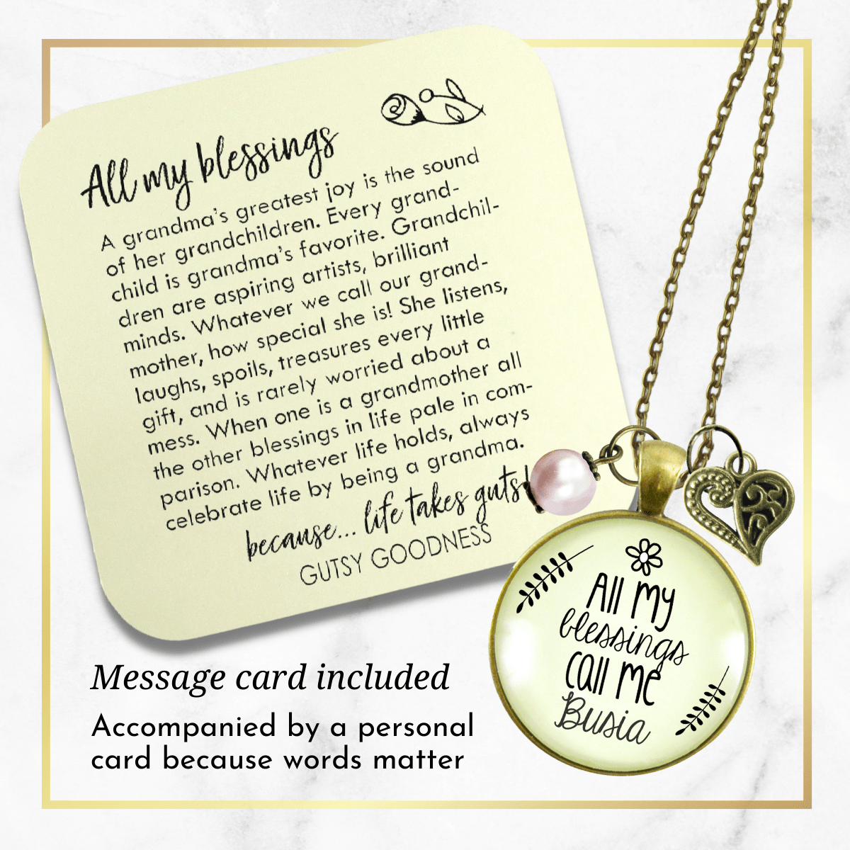 Gutsy Goodness Busia Necklace All My Blessings Polish Grandma Womens Family Gift Jewelry - Gutsy Goodness;Busia Necklace All My Blessings Polish Grandma Womens Family Gift Jewelry - Gutsy Goodness Handmade Jewelry Gifts