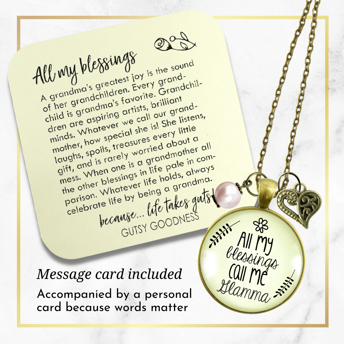 Gutsy Goodness Glamma Necklace All My Blessings Young At Heart Grandma Family Gift Jewelry - Gutsy Goodness;Glamma Necklace All My Blessings Young At Heart Grandma Family Gift Jewelry - Gutsy Goodness Handmade Jewelry Gifts