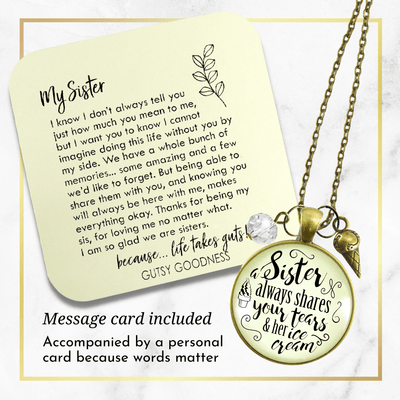 Gutsy Goodness Sister Shares Your Tears Ice Cream Necklace BFF Quote Jewelry Gift - Gutsy Goodness Handmade Jewelry;Sister Shares Your Tears Ice Cream Necklace Bff Quote Jewelry Gift - Gutsy Goodness Handmade Jewelry Gifts
