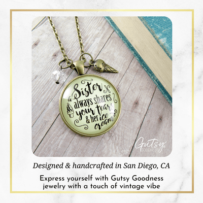 Gutsy Goodness Sister Shares Your Tears Ice Cream Necklace BFF Quote Jewelry Gift - Gutsy Goodness Handmade Jewelry;Sister Shares Your Tears Ice Cream Necklace Bff Quote Jewelry Gift - Gutsy Goodness Handmade Jewelry Gifts