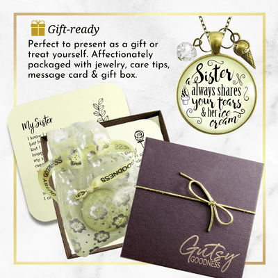 Gutsy Goodness Sister Shares Your Tears Ice Cream Necklace BFF Quote Jewelry Gift - Gutsy Goodness Handmade Jewelry;Sister Shares Your Tears Ice Cream Necklace Bff Quote Jewelry Gift - Gutsy Goodness Handmade Jewelry Gifts