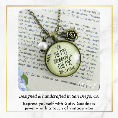 Gutsy Goodness Grannie Necklace All My Blessings Meaningful Grandma Gift Charm Jewelry 24" - Gutsy Goodness;Grannie Necklace All My Blessings Meaningful Grandma Gift Charm Jewelry 24" - Gutsy Goodness Handmade Jewelry Gifts