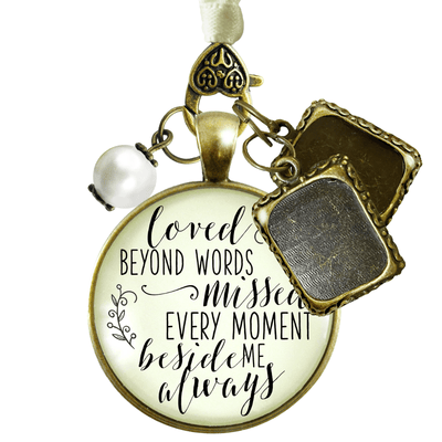 Loved Beyond Words, Missed Every Moment, Beside Me Always - BRONZE - CREAM - WHITE BEAD - 2 FRAMES