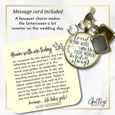 Loved Beyond Words, Missed Every Moment, Beside Me Always - BRONZE - CREAM - WHITE BEAD - 2 FRAMES